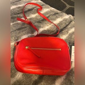 Red leather crossbody bag